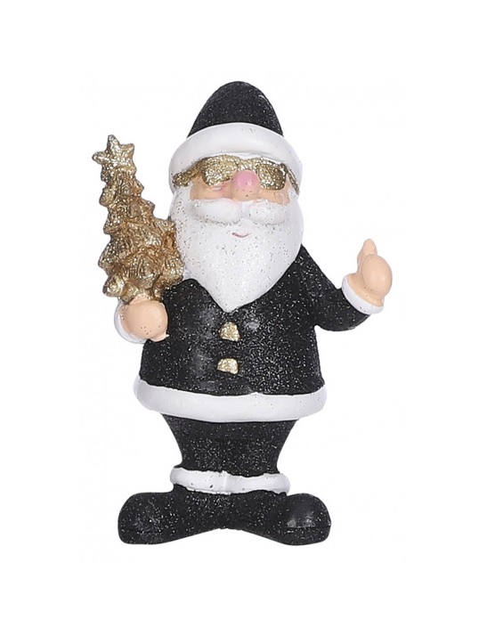 Weihnachtsdeko Weihnachtsmann - Keramik - 12 cm - schwarz weiß gold -  Perfindi